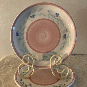 Caleca "Pink Garland" Italian Hand Painted 8-1/4" Salad Plates Set of (2)